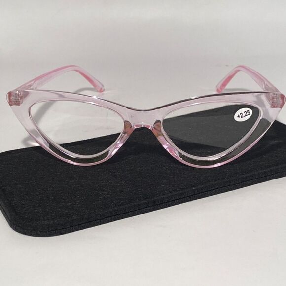 1339 Emma Cateye Reading Glasses 2.25 Clear Pink Readers NWT - Picture 2 of 9